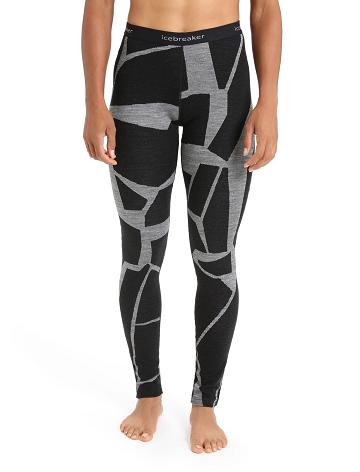 Black / Jet Heather Icebreaker Merino 250 Vertex Thermal Fractured Landscapes Women's Leggings | AU 1542ILHS